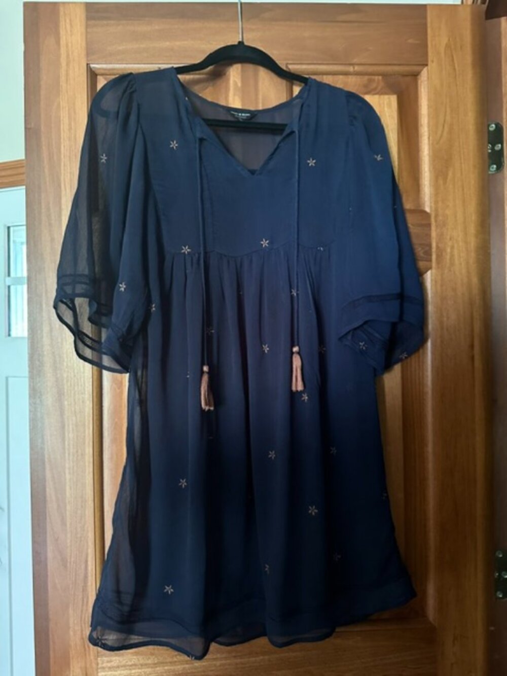 Lucky Brand Navy Slip Dress Sheer Cover
